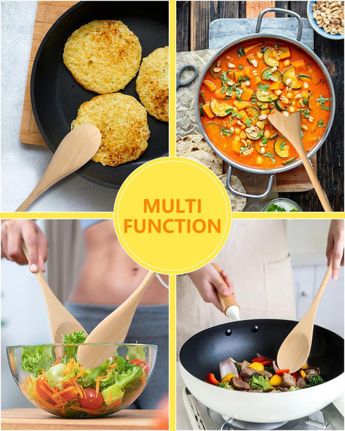 MORGLES 5PCS Wooden Spoons for Cooking, 12 inches Long Handle Spoons for Mixing,Tasting Stirring food, Large Wooden Cooking Utensils for Cooking a...
