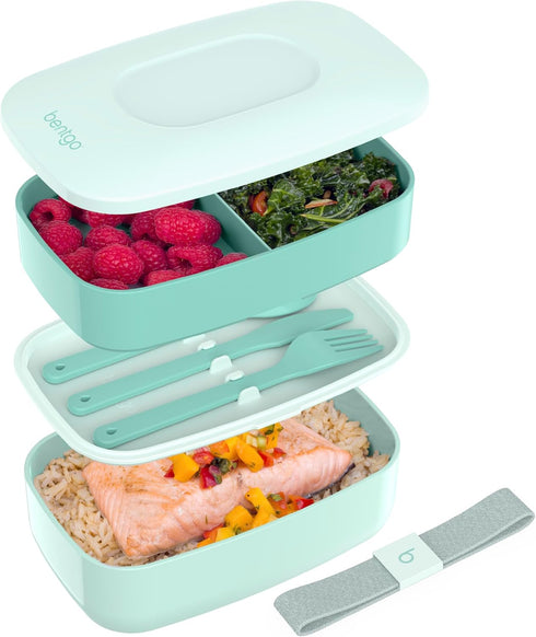 Bentgo Classic - Adult Bento Box, Stackable 3-Compartment Lunch Box with Removable Utensil Set and Sealing Strap, BPA-Free, Food Container Ideal f...