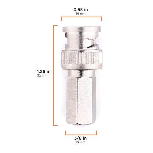 RG59 Coaxial Cable Connector, Screw On (Twist On) - SDI, HD-SDI, CCTV, Security, Video Card, Camera, Solderless - RG59 - Pack of 10...