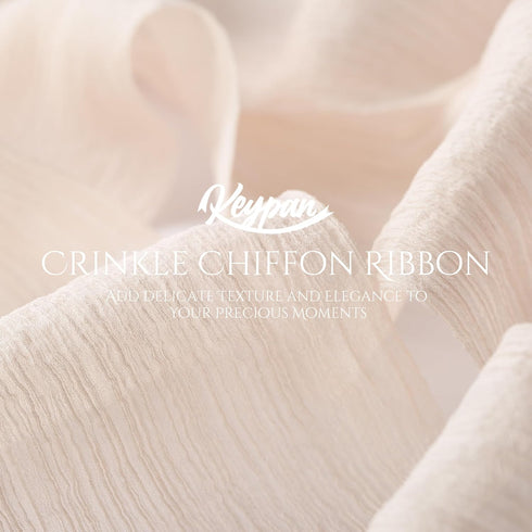 Chiffon Crinkle Ribbon for Wedding Decor 3 inch Handmade Fabric Silk Nude Ribbon for Bridal Flower Bouquet Gift Wrapping 2 Rolls 6 Yd...