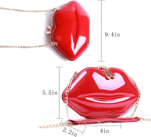 SUKUTU Patent Leather Lip Purse Box Clutch Lip Shaped Party Prom Unique Design Purses Womens Evening Clutch for Teen Girls...
