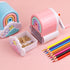 Cute Pencil Sharpener, Kawaii Sharpener Small Handheld Cartoon Pencil Sharpener, Fun Manual Pencil Rainbow Sharpener for Home School Office Suppli...