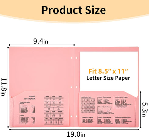 JARLINK 6 Pack Folders with Pockets, Heavy Duty 2 Pocket Folders with 3 Hole Punched, Cute Letter Size File Folders for School, Office Plastic Fol...