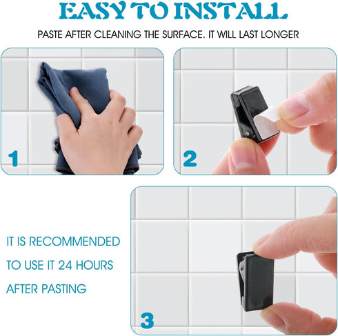 15 Pieces Self Adhesive Clips Tapestry Clips Wall Clips for Hanging Rectangle Sticky Clips Photo Clips Spring Clips for Home Office Poster Photo P...