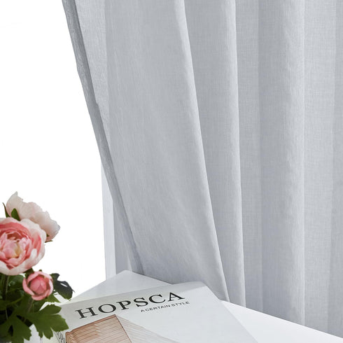 MYSTIC-HOME Sheer Curtains 45 Inch Length, Rod Pocket Voile Drapes for Living Room, Bedroom, Window Treatments Semi Crinkle Curtain Panels for Yar...