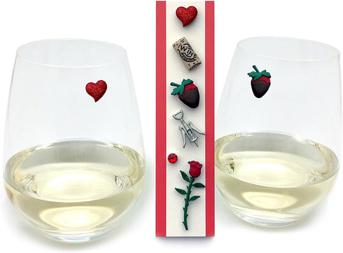 Magnetic Wine Glass Charms - Set of 6 Drink Markers - Unique Gift Idea for Her - Fun Birthday Present for Mom, Girlfriend, Best Friend, Sister, Au...
