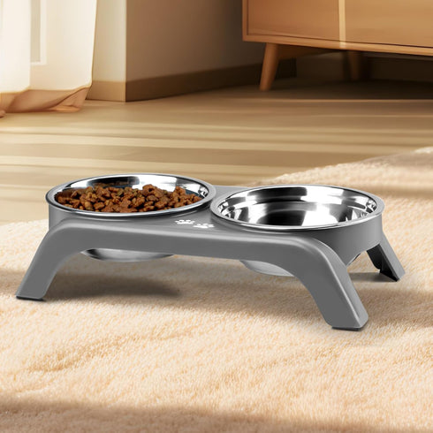 Elevated Cat Bowls - Anti-Vomiting Raised Cat Bowl Stand with 2 Thick Stainless Steel Cat Bowls Non-Slip for Small Medium Indoor Cats & Puppies, D...