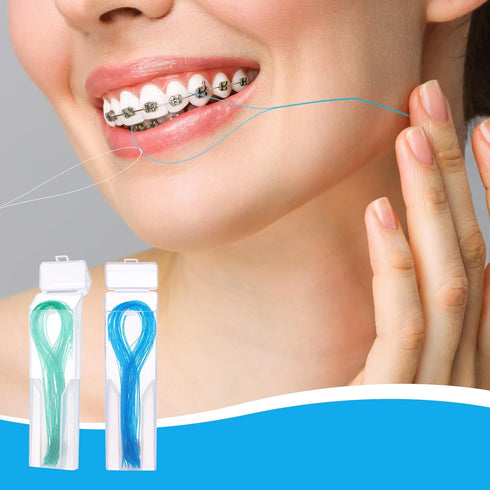 Dental Floss Threaders, 100PCS Dental Floss Deep Clean Dental Threader Interdental Floss for Braces Bridges Implants Oral Health Care 2Pack(Green)...