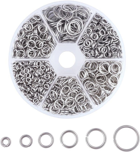 KISSITTY 1400pcs 4-10mm Assorted Stainless Steel Open Jump Rings 1mm Thick for DIY Jewelry Chainmail Making...