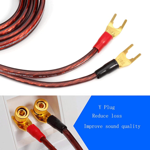 RCA Speaker Cable, Male to Y Plugs (2 Y Plug) OFC HiFi Speaker Cord...