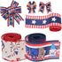 2.5'' Patriotic Ribbon and Blue Crafting Ribbon(30 Yards). Stars Stripes, Vintage Red Truck,American Flag,Uncle Sam Hats, Fireworks, Rockets ,Gnom...