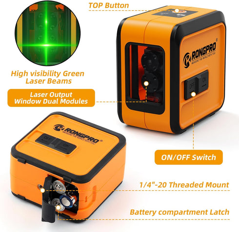 Laser Level Self Leveling - 98Ft/30M Dual Modules Green Cross Line Laser Leveler Tool for Indoor Outdoor Construction Picture Hanging Home Renovat...
