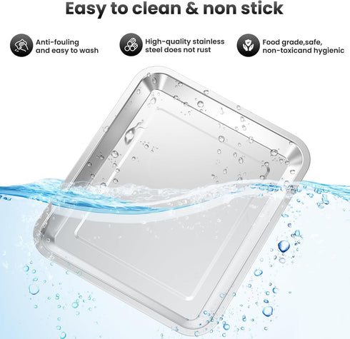 2 PCS Stainless Steel Baking Tray Pan Compatible with Cuisinart Toaster Oven Tray,Suitable for Cuisinart Air Fryer TOA-060 and TOA-065, Cookie & B...
