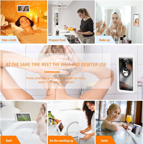 Waterproof Shower Phone Holder | Shower Phone Holder with 360°Rotation | Upgraded Adjustable Wall Mounted Phone Holder Phone Stand Waterproof Case...