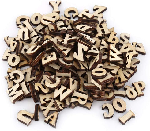 Mixed Wooden Letters 200Pcs Mixed Wooden A-Z Letters Unpaint Decoations Wood Color(Letters)...