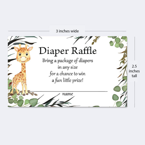 Set of 50 Safari Theme Diaper Raffle Cards, Diaper Raffle Cards for Baby Shower, Diaper Raffle Tickets for Jungle Theme Baby Shower...