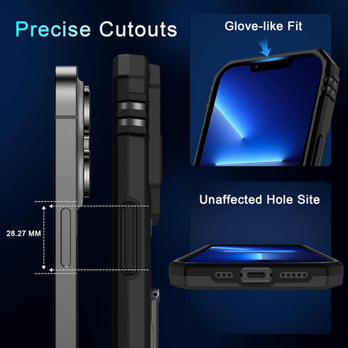 DEERLAMN for iPhone 13 Pro Case with Slide Camera Cover+Screen Protector(1 Pack),Rotated Ring Kickstand Military Grade Shockproof Protective Cover...