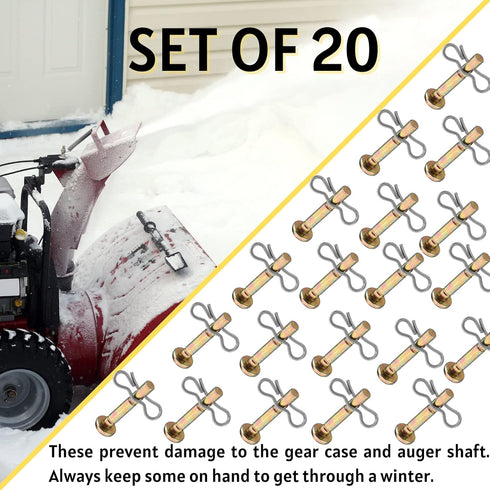 Shear Pins and Cotter Pins Fit for MTD Snowblower - Shear Pins 20pcs and Cotter Pins 20pcs Compatible for Cub Cad et Troy Bilt Craftsman 24" 26" S...