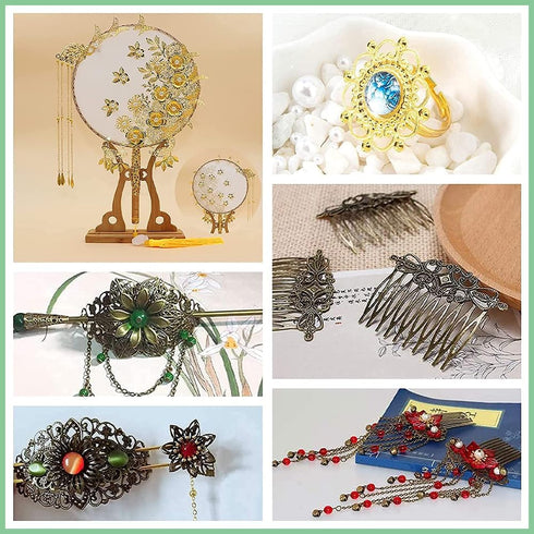 PH PandaHall 120pcs Filigree Metal Embellishments 19 Style Filigree Connectors Charms Antique Bronze Flower Animal Pendants for Steampunk Mixed Me...