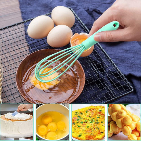 NCAM 5 Pcs Silicone Whisk for Cooking - Mini Whisk Stainless Steel Dough Whisk, Non Stick Hand Tiny Balloon Wire Whisk, Milk egg Frother for Blend...