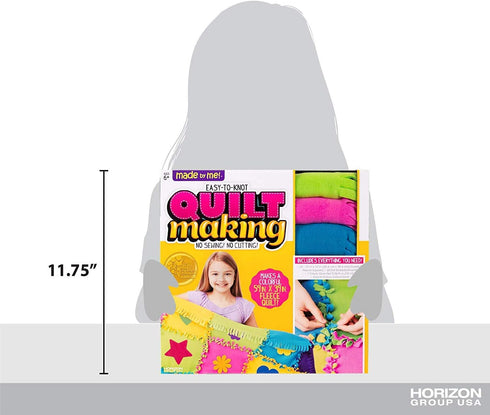 Made By Me Easy to Knot Quilt Making Kit by Horizon Group USA, No Sewing, No Cutting, 59 in. x 39 in. Fleece Blanket, Pre-Cut Squares & Felt Decal...