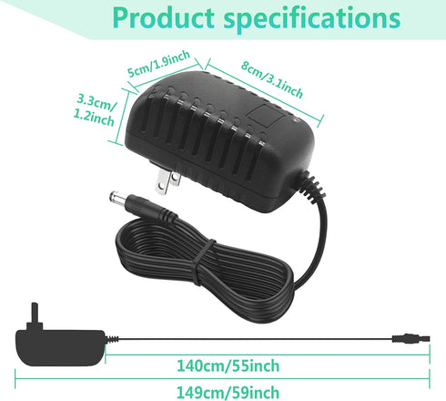 12V 2A AC Adapter 100-240V AC to DC 50-60Hz 12V DC transformer 12 Volt 2 Amps 24W Power Supply Converter with 5.5mm x 2.1mm/2.5mm Plug, for LED Li...