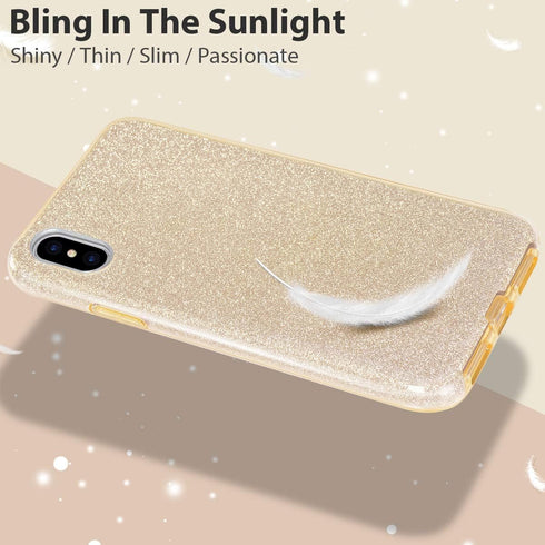 MATEPROX Compatible with iPhone Xs Max Case Glitter Slim Shiny Sparkle Crystal Bling Cover Cute Girls Case (Gold)...