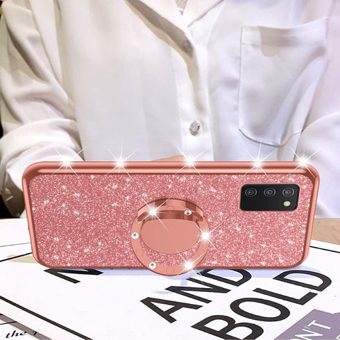 nancheng for Samsung Galaxy A03S case Glitter Luxury Cute Silicone TPU Phone Case for Women Girls with Kickstand, Bling Diamond Rhinestone Bumper ...