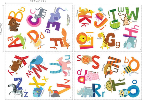 DECOWALL DS4-8002 Animal Alphabet Kids Wall Stickers Wall Decals Peel and Stick Removable Wall Stickers for Kids Nursery Bedroom Living Room (Smal...