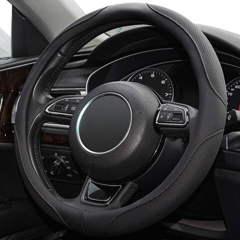 Xizopucy Car Steering Wheel Cover,14.5-15 Inch Black Universal Microfiber Leather Covers Breathable Anti-Slip Odorless Steering Wheels Accessories...