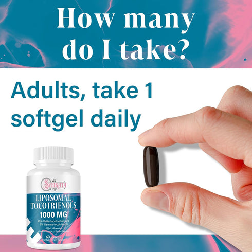 Liposomal Tocotrienols Supplement 1000mg, Vitamin E, 95% Delta-tocotrienols and 5% Gamma-tocotrienols, Hligh Absorption Heart, Vascular & Brain Fu...