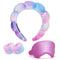 CAVETEE Spa Headband With Sleep Eye Mask Set, Spa Party Decorations Bubble Headband Thick Sponge Headband with Strong Water Absorption for Makeup ...