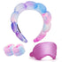 CAVETEE Spa Headband With Sleep Eye Mask Set, Spa Party Decorations Bubble Headband Thick Sponge Headband with Strong Water Absorption for Makeup ...