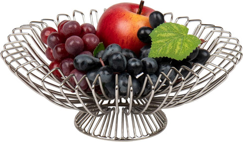 Pedestal Fruit Basket, Fruit Bowl, Metal Wire, Fruit Basket for Kitchen Counter, Silver...