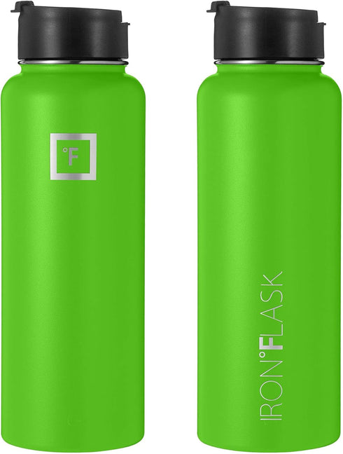 IRON °FLASK Sports Water Bottle - Wide Mouth with 3 Straw Lids - Stainless Steel Gym & Outdoor Bottles for Men, Women & Kids - Double Walled, Insu...