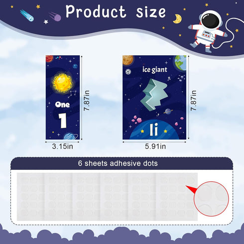 56 Pcs Outer Space Alphabet Number Bulletin Board Galaxy Letters Classroom Decorations Space ABC Number Lines for Classroom Wall Educational Cards...