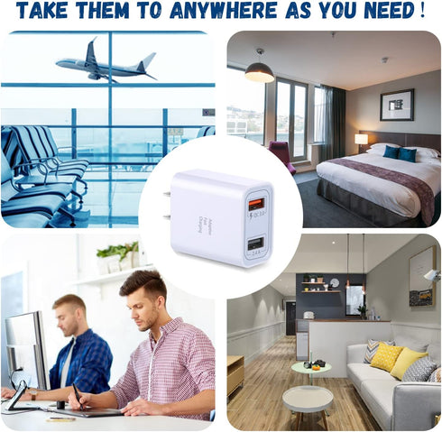 Double USB Wall Charger, Costyle 3 Pack 30W Dual Ports USB Fast Charger Block Quick Fast Charge 3.0 Power Adapter & 5V 2.4A Wall Plug for iPhone 1...