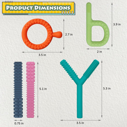 Sensory Toys for Kids with Autism, 5 Pack Autism Toys Silicone Baby Teething Toys for ADHD, Anxiety, SPD Chewing Biting Fidgeting, Teething Relief...