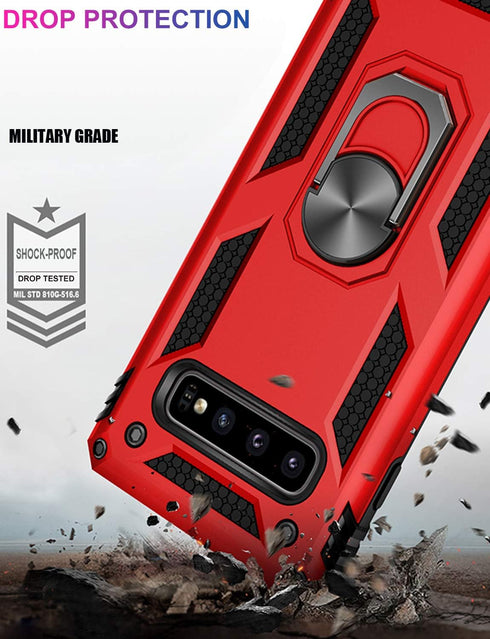 LUMARKE Samsung Galaxy S10 Plus Case, Red, Military Grade, 16ft. Drop Tested, Magnetic Ring Kickstand, Compatible with Car Mount Holder Protective...