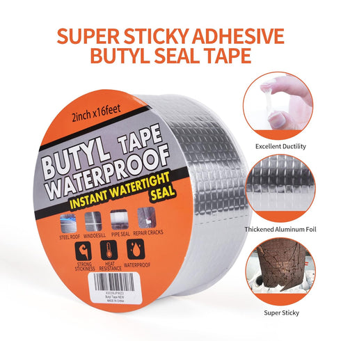 Butyl Tape Waterproof Sealing Tape Aluminum Foil Tape, for RV Repair, Window, Silicone, Glass & EDPM Roof Leak Patching, Boat and Pipe Sealing, Si...