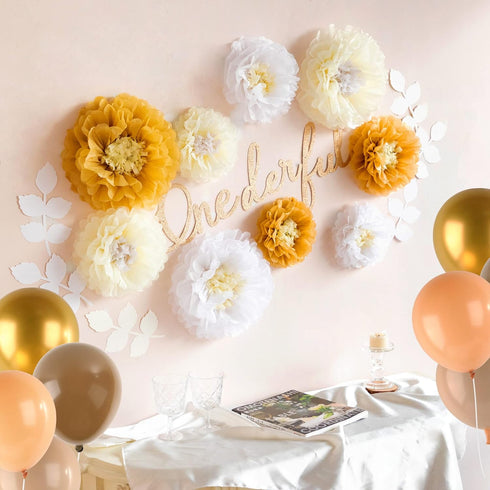 Fonder Mols Tissue Paper Chrysanth Pom Pom Flowers for Boho Baby Shower Gender Neutral Baby Shower Game & New Baby Party Activity Decorations Boy ...