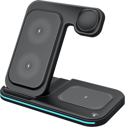 MMOBIEL Wireless Charging Station Compatible with iPhone, Apple Watch and AirPods - 3-in-1 Wireless Charger Stand - 15W - Premium Fast Charger - W...