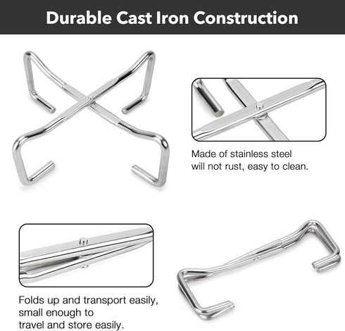 Stanbroil 8" Stainless Steel Folding Dutch Oven Lid Stand for Campfire Cooking, 4-in-1 Folding Pot Stand Camp Dutch Oven Tool...