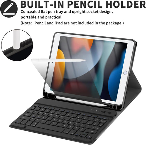 KBCASE Keyboard Case for iPad 9th/8th/7th Generation 2021/2020/2019, Compatible with iPad Air 3/Pro 10.5, Detachable Bluetooth Keyboard Case with ...