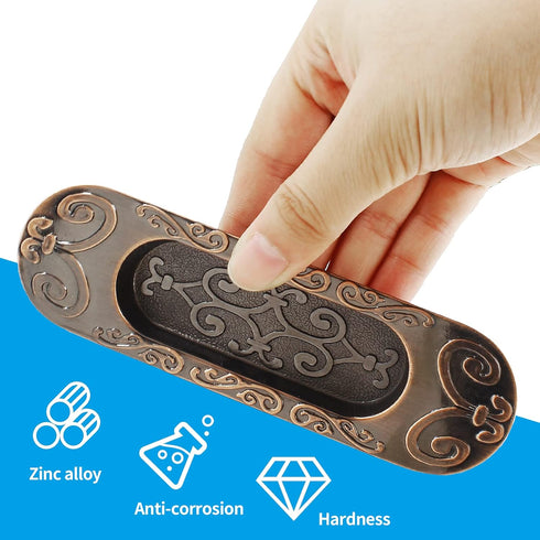 2 Pcs 4.13" European Recessed Flush Pull Handle, Stainless Steel Sliding Door Handle, Inset Antique Recessed Pull Handle for Cabinet Closet Dresse...