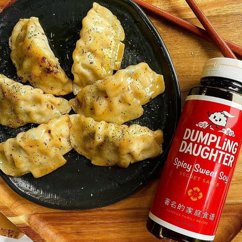 Dumpling Daughter - Spicy Sweet Soy Sauce (8 oz) - Brown Sugar Sweetened Dumpling Sauce Balanced with Spicy Chili Oil - The Most Versatile Soy Sau...