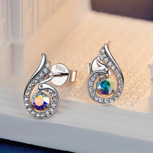 Kate Lynn Phoenix Earrings 925 Sterling Silver Stud Earrings for Women, Crystal Earrings, Birthday Gifts Christmas Gifts for Women Wife Mom Daught...