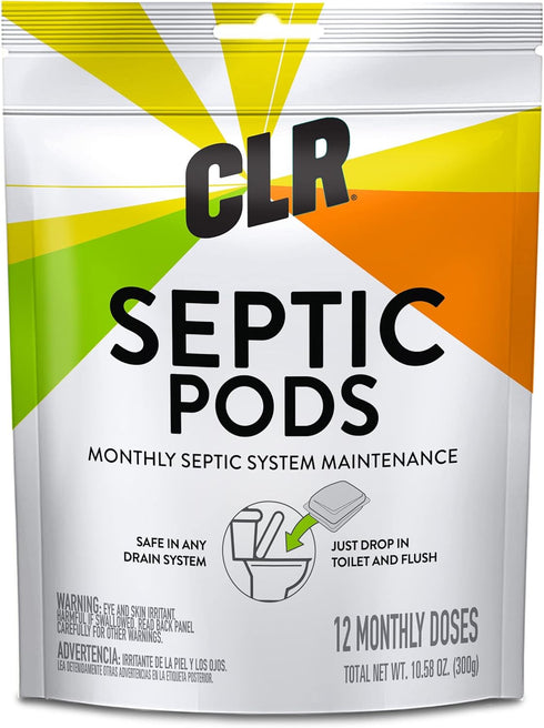 CLR Septic System Treatment Pods, Hassle-Free, Dissolvable and Easy to Flush, Formulated with Biobased Ingredients, Helps prevent Clogs and Build-...