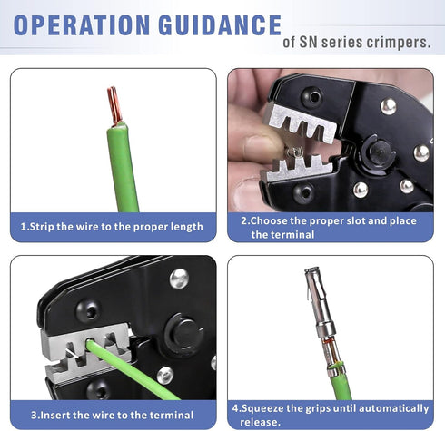 SN-2549 Ratcheting Crimping Tool 0.08-1.0 mm ² 18-28AWG for PH2.0/XH2.54/2.54/2.8/3.0/3.96/4.8/KF2510/JST Dupont style Terminal...