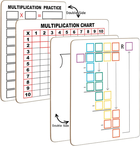 Dry Erase Division & Multiplication Chart White Board, 9" x 12" Double Side Table Math Manipulatives Lapboard for Kids Students Classroom Home...